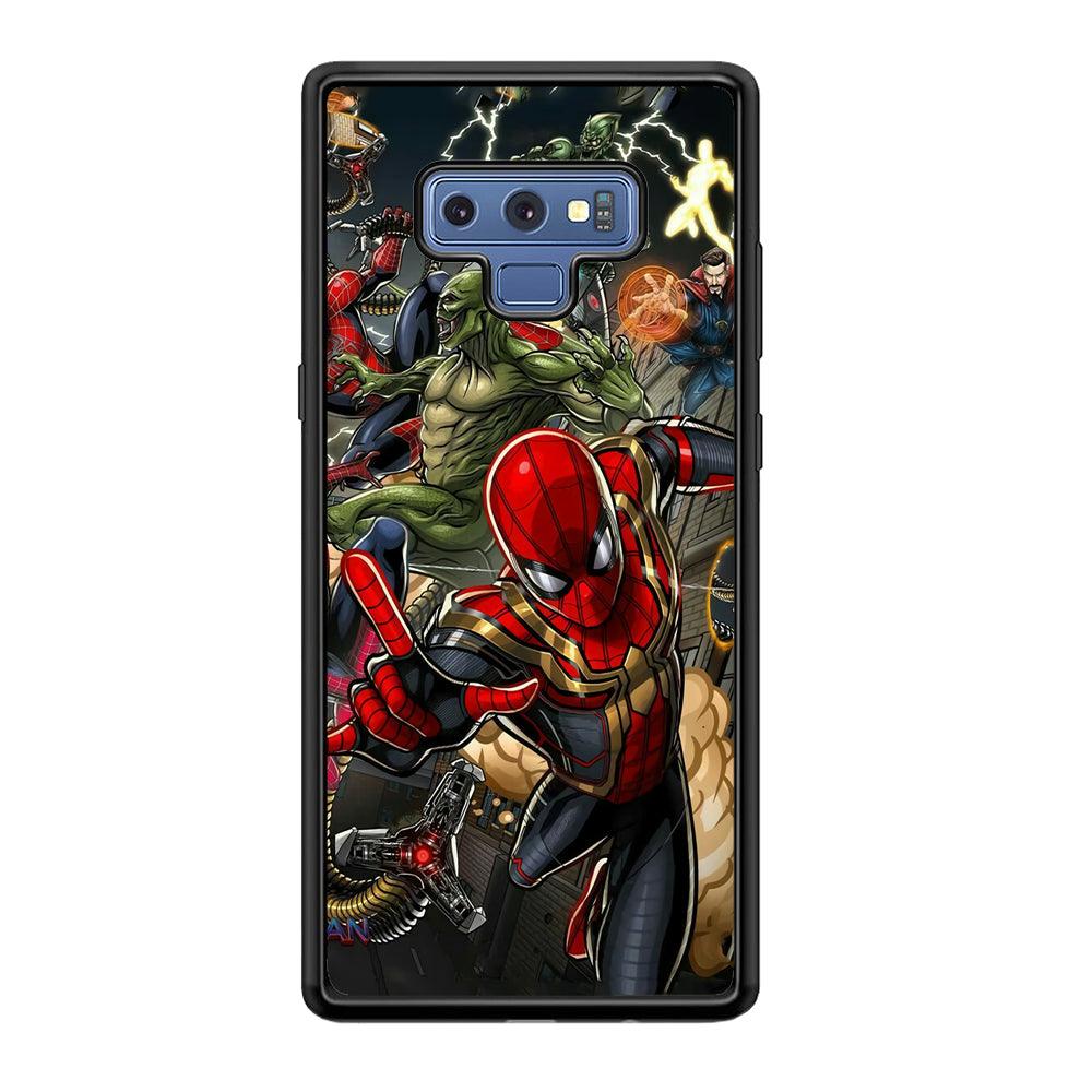 Spiderman Multiverse Battle Samsung Galaxy Note 9 Case-Rubber Black (2D Case)-Oxvistore