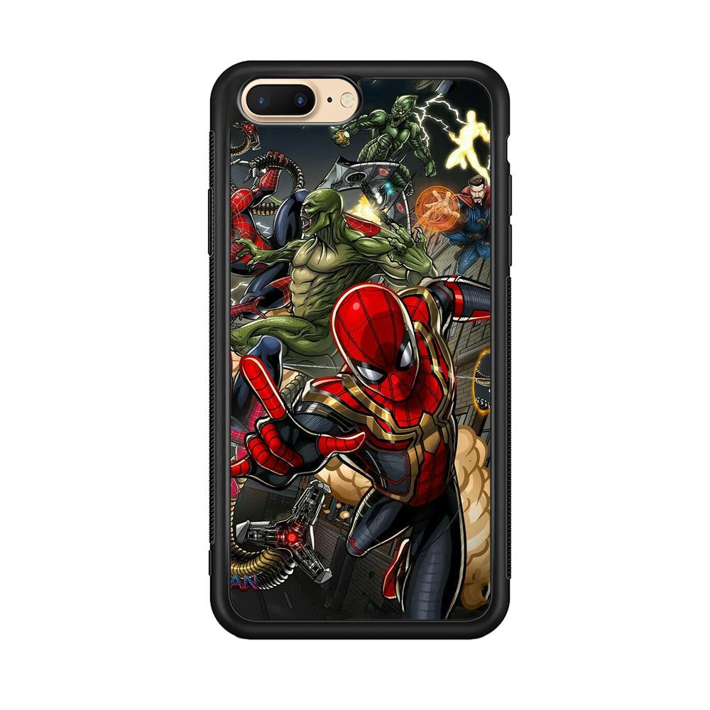 Spiderman Multiverse Battle iPhone 8 Plus Case-Rubber Black (2D Case)-Oxvistore