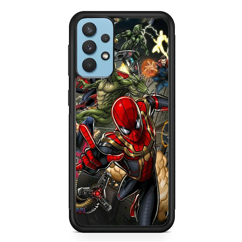 Spiderman Multiverse Battle Samsung Galaxy A32 Case-Rubber Black (2D Case)-Oxvistore