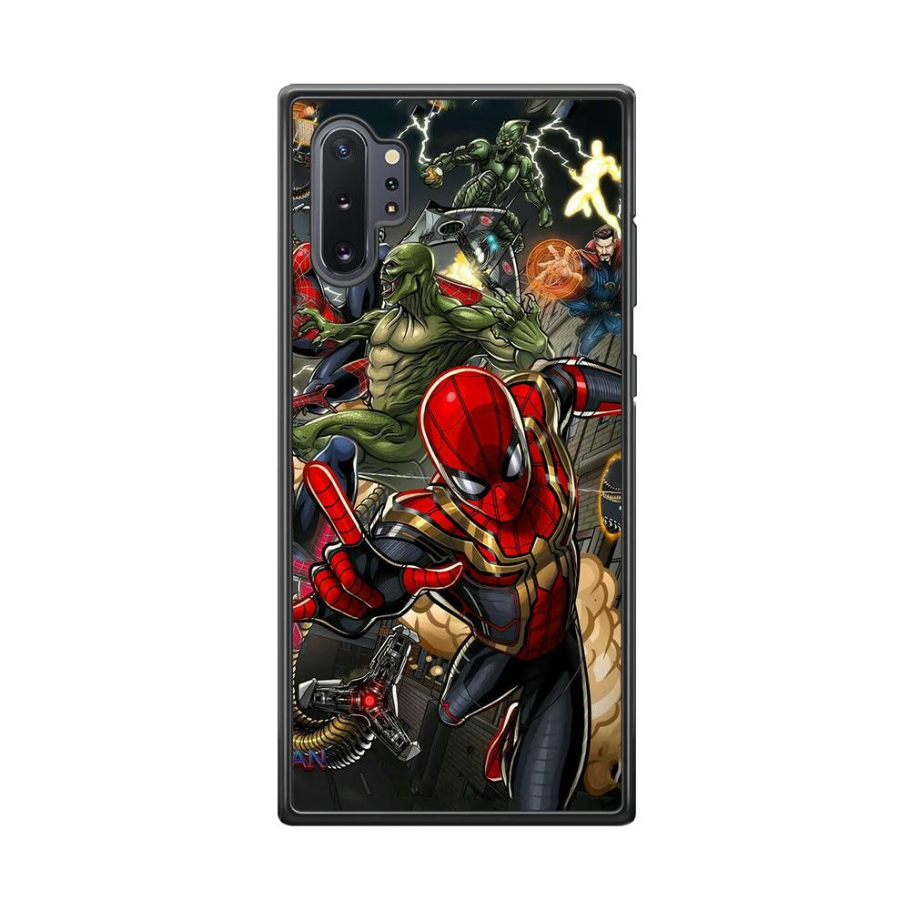 Spiderman Multiverse Battle Samsung Galaxy Note 10 Plus Case-Rubber Black (2D Case)-Oxvistore