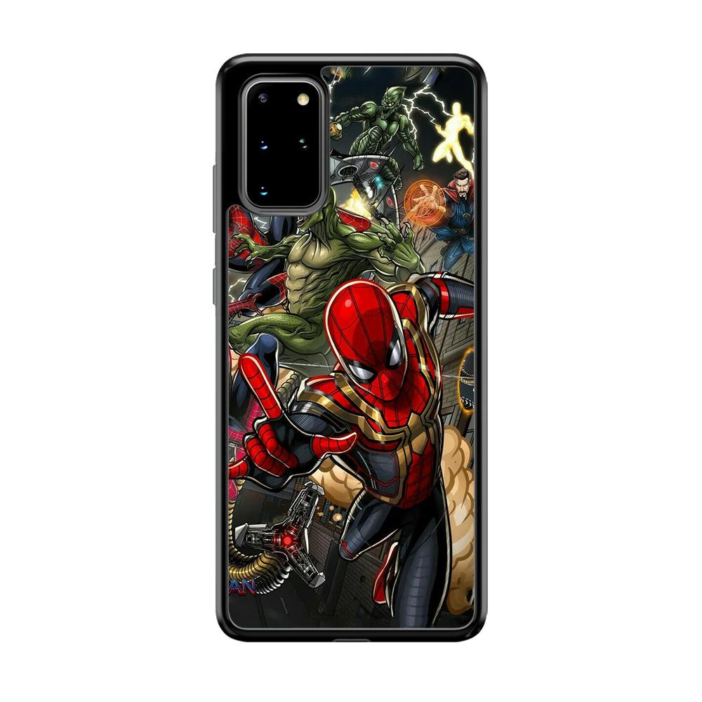 Spiderman Multiverse Battle Samsung Galaxy S20 Plus Case-Rubber Black (2D Case)-Oxvistore