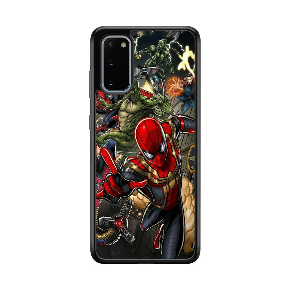 Spiderman Multiverse Battle Samsung Galaxy S20 Case-Rubber Black (2D Case)-Oxvistore