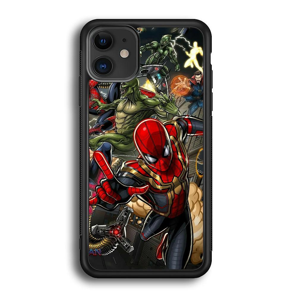 Spiderman Multiverse Battle iPhone 12 Case-Rubber Black (2D Case)-Oxvistore