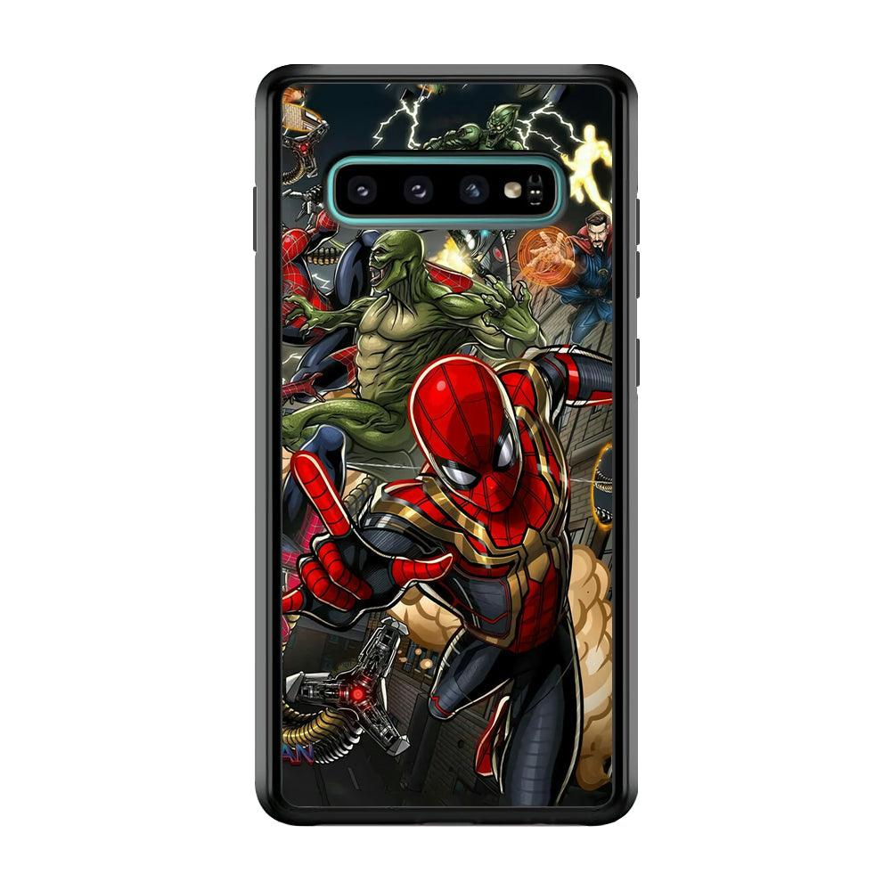 Spiderman Multiverse Battle Samsung Galaxy S10 Plus Case-Rubber Black (2D Case)-Oxvistore