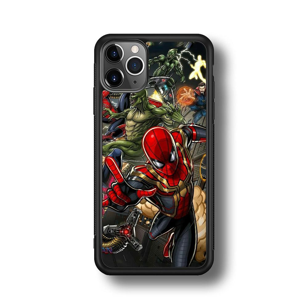 Spiderman Multiverse Battle iPhone 11 Pro Max Case-Rubber Black (2D Case)-Oxvistore
