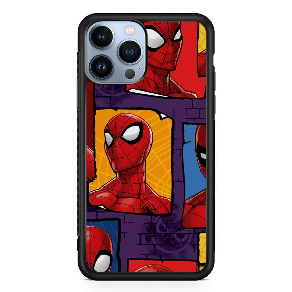 Spiderman Poster on The Wall iPhone 14 Pro Max Case-Rubber Black (2D Case)-Oxvistore