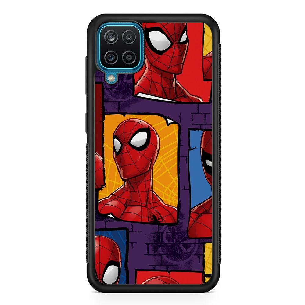 Spiderman Poster on The Wall Samsung Galaxy A12 Case-Rubber Black (2D Case)-Oxvistore