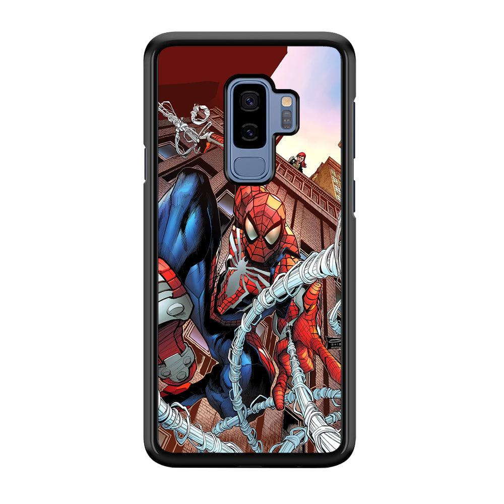 Spiderman Rooftop Photo Samsung Galaxy S9 Plus Case-Rubber Black (2D Case)-Oxvistore