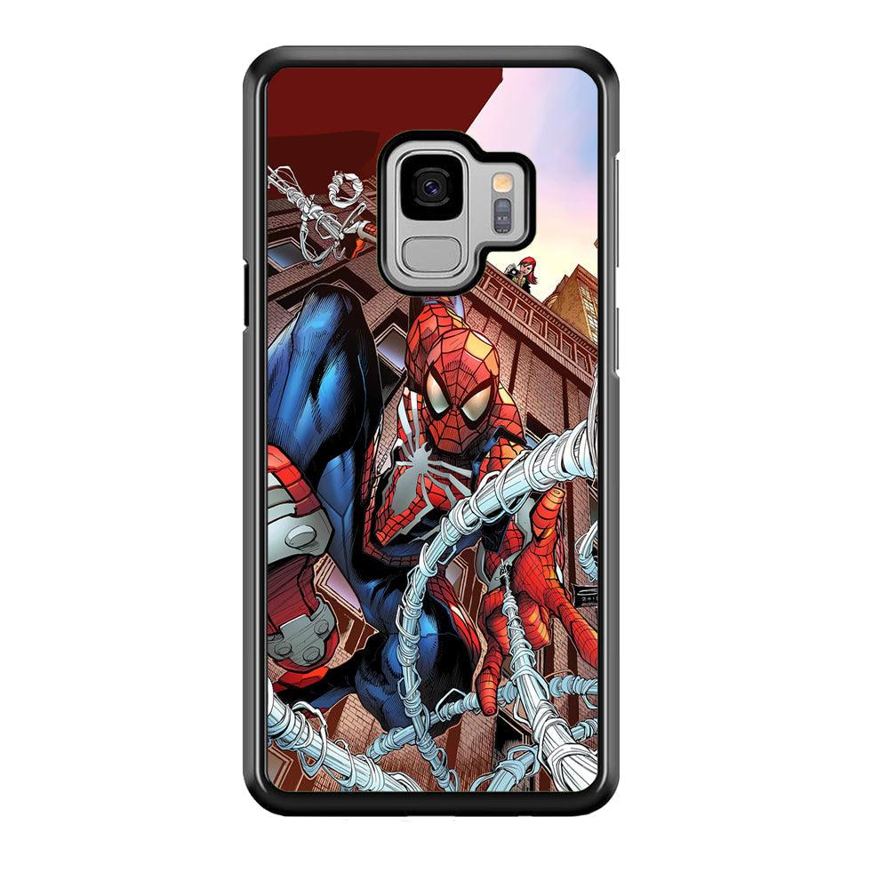 Spiderman Rooftop Photo Samsung Galaxy S9 Case-Rubber Black (2D Case)-Oxvistore