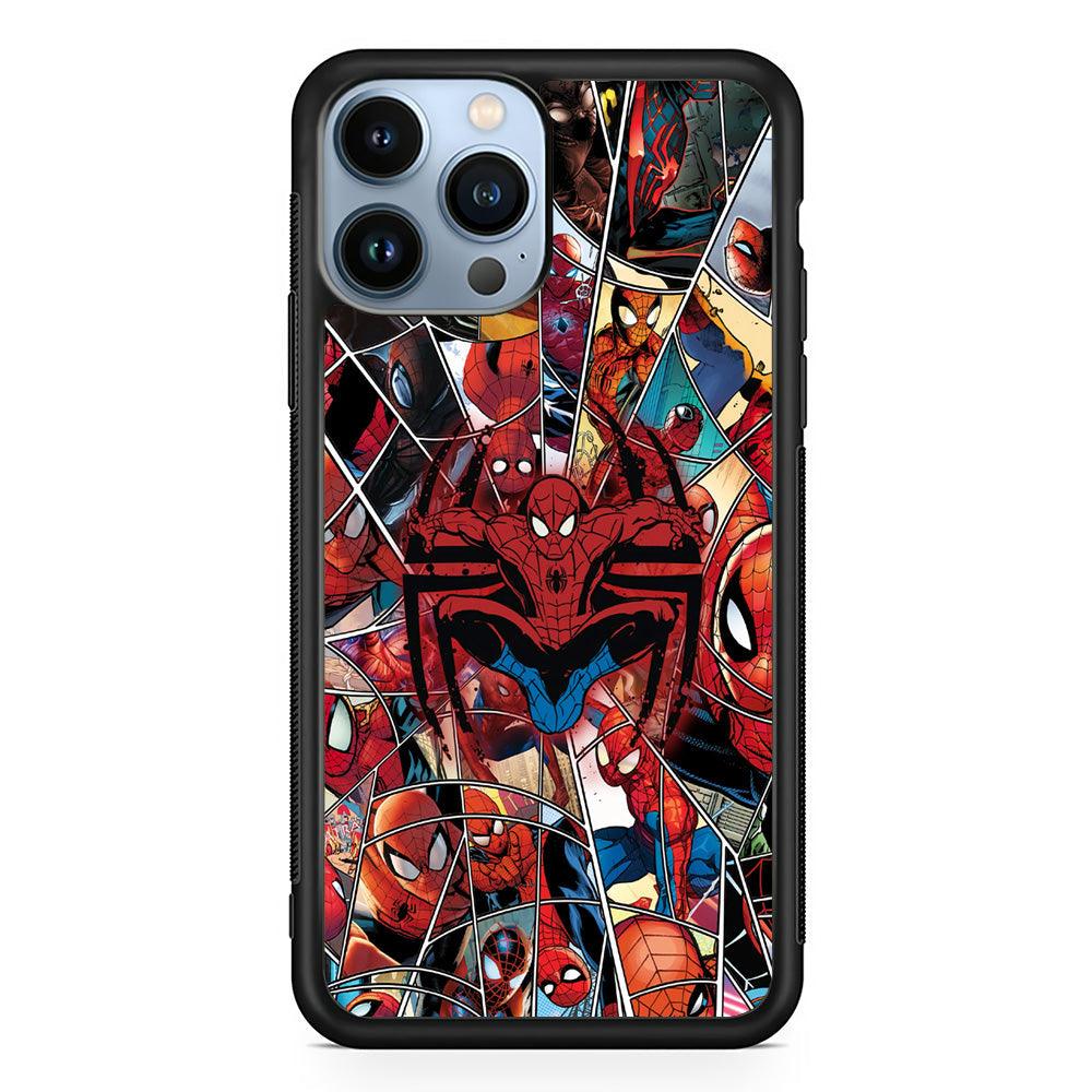 Spiderman Solid Backing iPhone 14 Pro Max Case-Rubber Black (2D Case)-Oxvistore