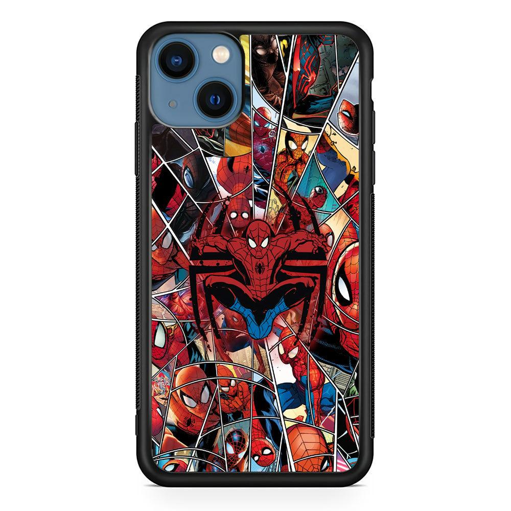 Spiderman Solid Backing iPhone 13 Case-Rubber Black (2D Case)-Oxvistore