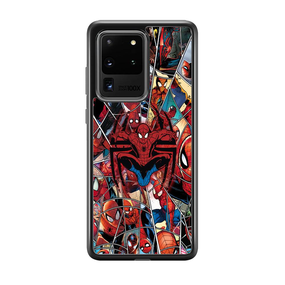Spiderman Solid Backing Samsung Galaxy S20 Ultra Case-Rubber Black (2D Case)-Oxvistore