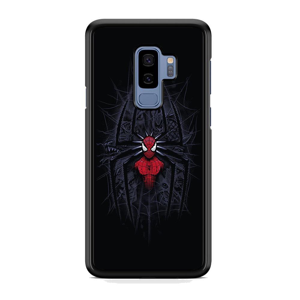 Spiderman Black Logo On The Net Samsung Galaxy S9 Plus Case-Rubber Black (2D Case)-Oxvistore