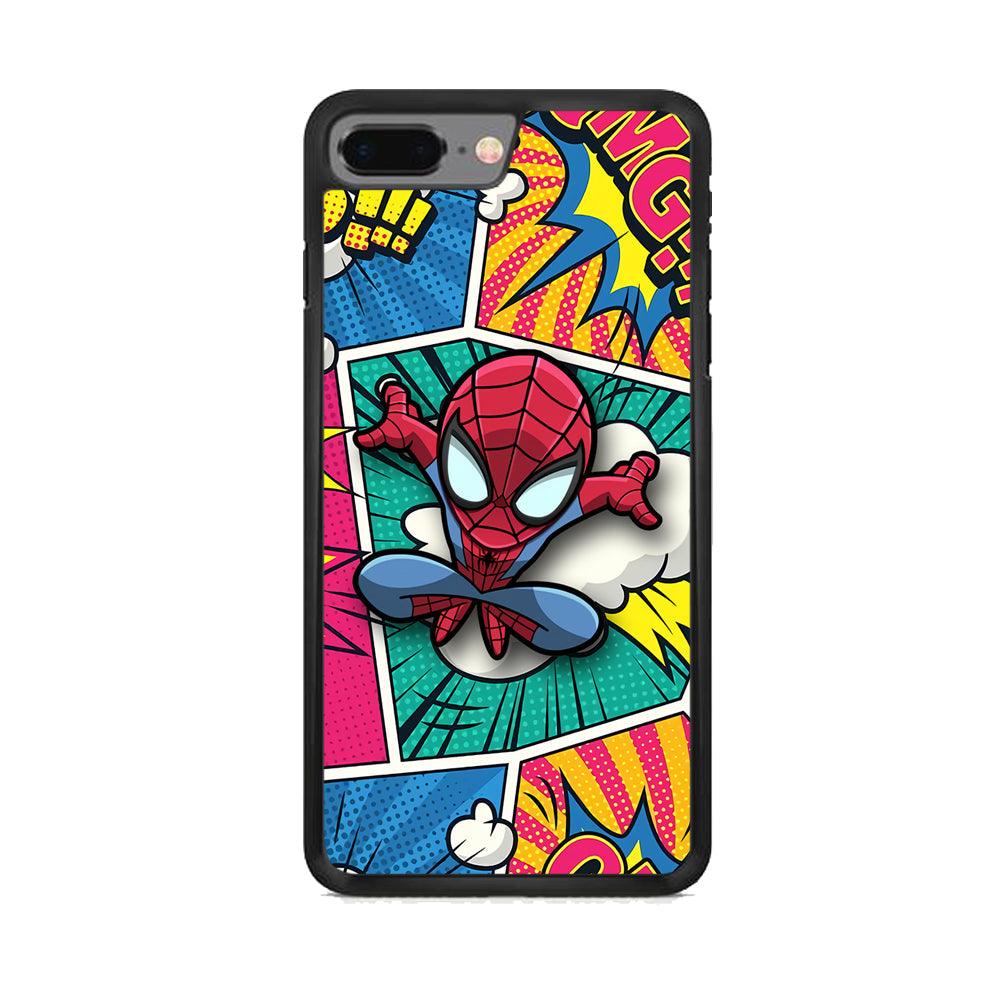 Spiderman Comic Poof iPhone 8 Plus Case-Rubber Black (2D Case)-Oxvistore