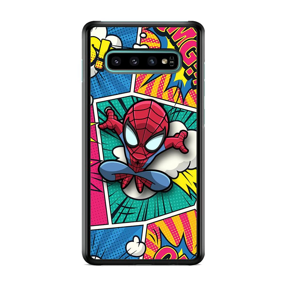 Spiderman Comic Poof Samsung Galaxy S10 Case-Rubber White (2D Case)-Oxvistore