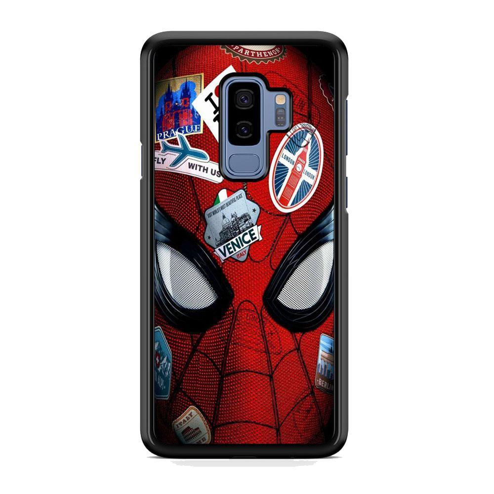Spiderman Head Full Stickers Samsung Galaxy S9 Plus Case-Rubber Black (2D Case)-Oxvistore