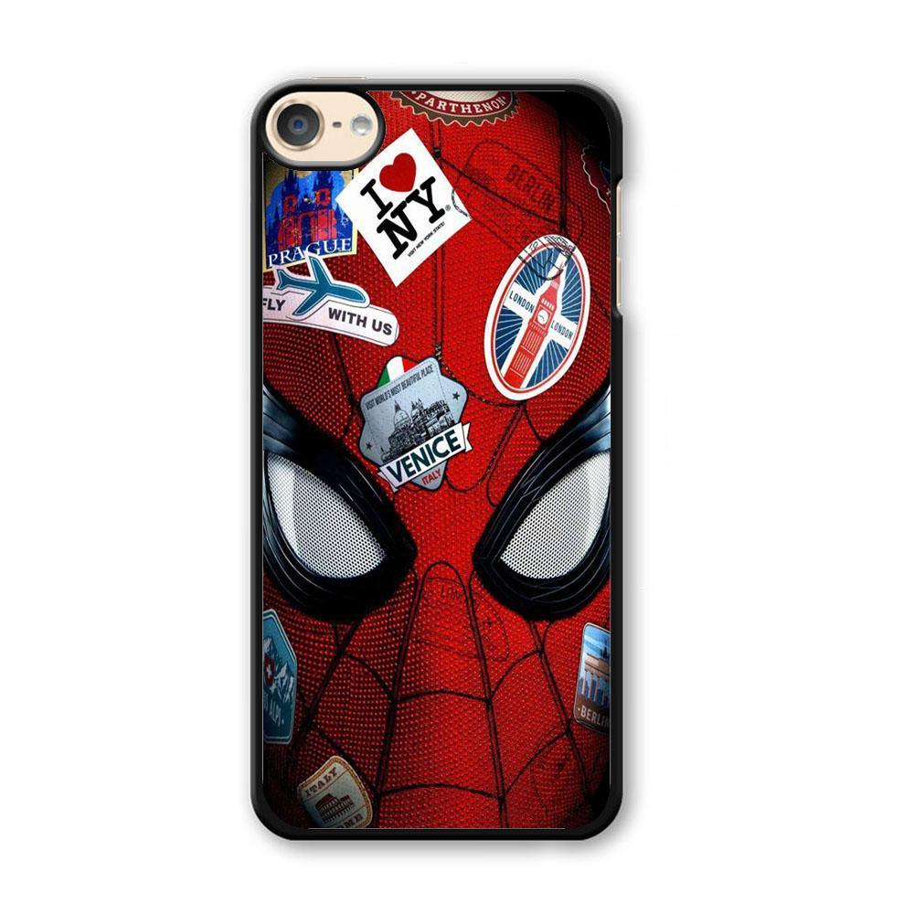 Spiderman Head Full Stickers iPod Touch 6 Case-Plastic Black (2D Case)-Oxvistore