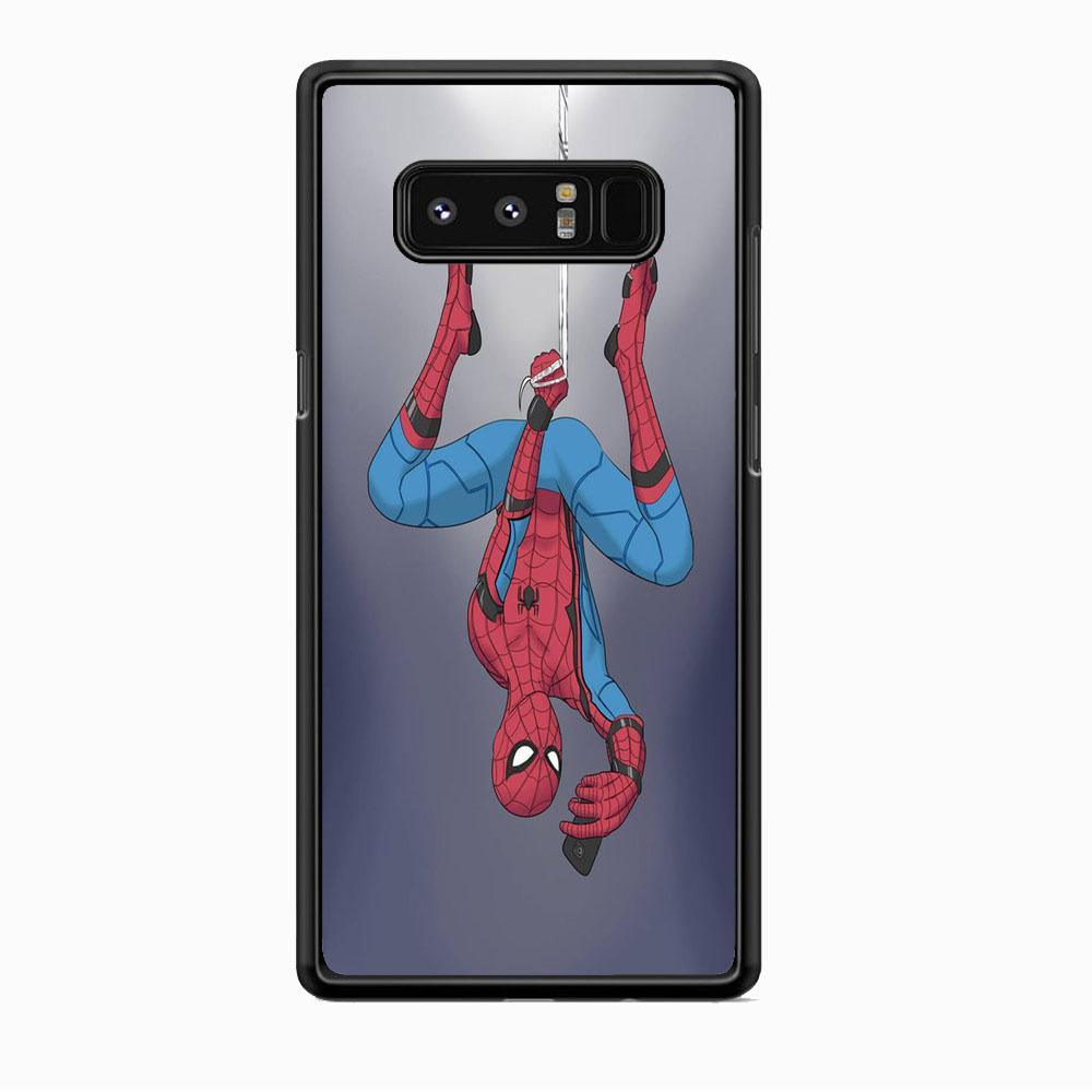 Spiderman Selfie While Hanging Samsung Galaxy Note 8 Case-Rubber Black (2D Case)-Oxvistore