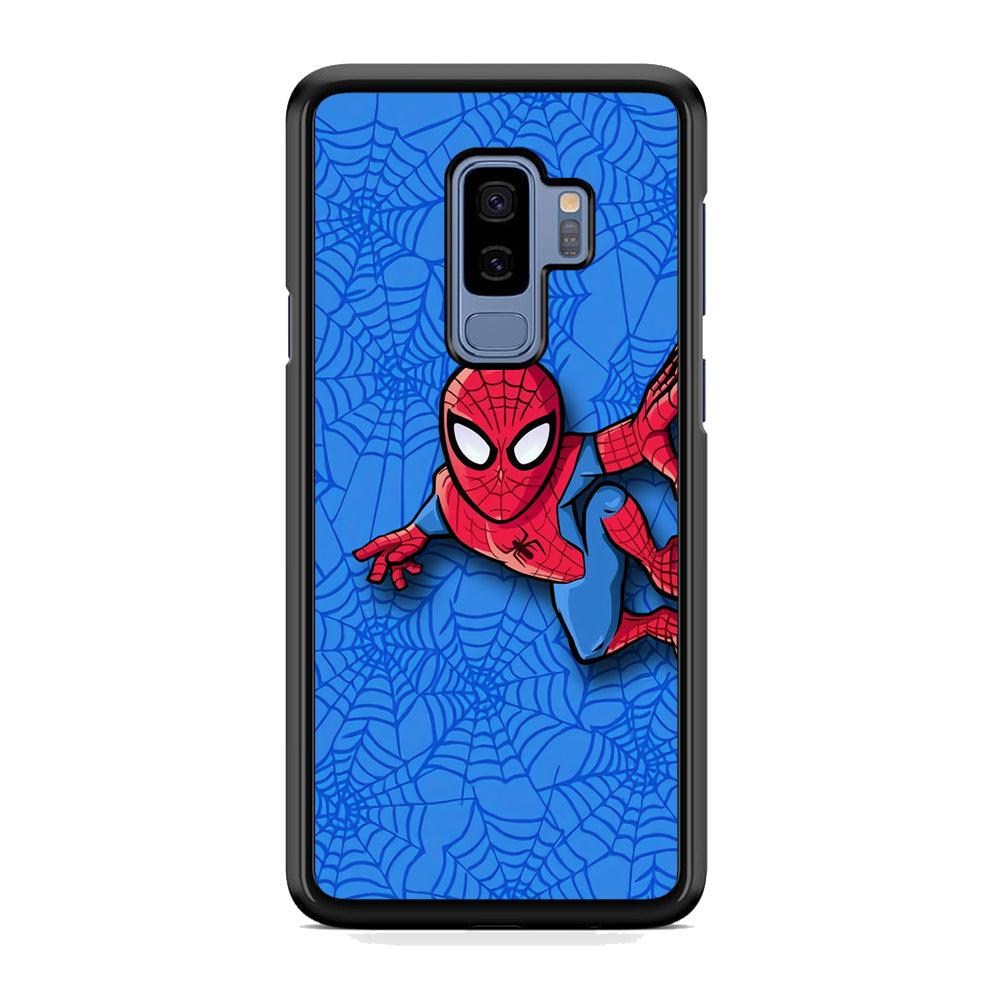 Spiderman Wall Grip Samsung Galaxy S9 Plus Case-Rubber Black (2D Case)-Oxvistore