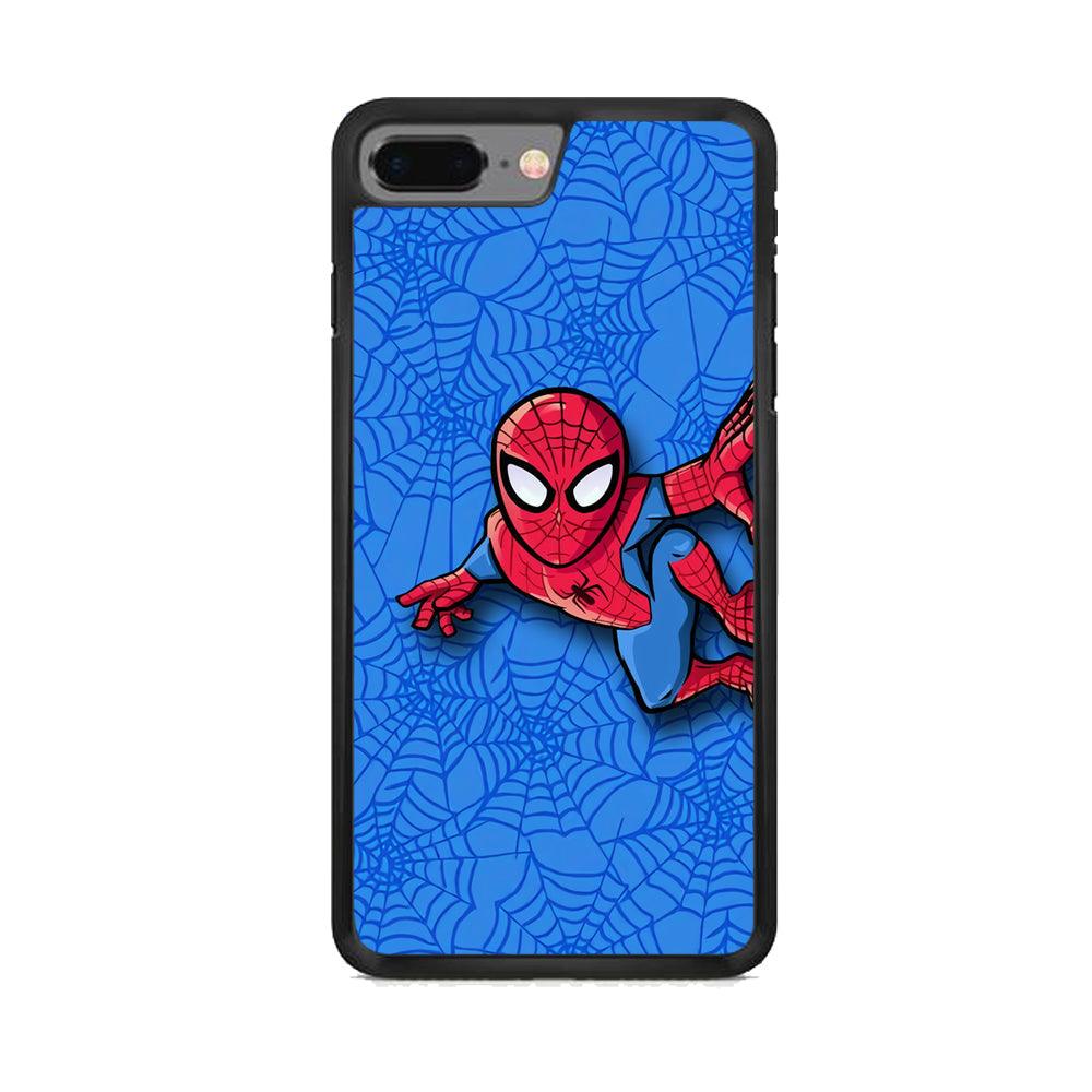 Spiderman Wall Grip iPhone 7 Plus Case-Rubber Black (2D Case)-Oxvistore