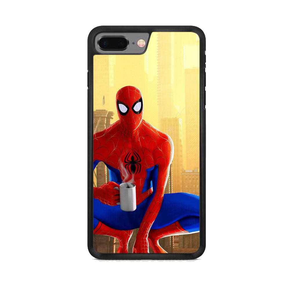 Spiderman and Morning Habbit iPhone 7 Plus Case-Rubber Black (2D Case)-Oxvistore