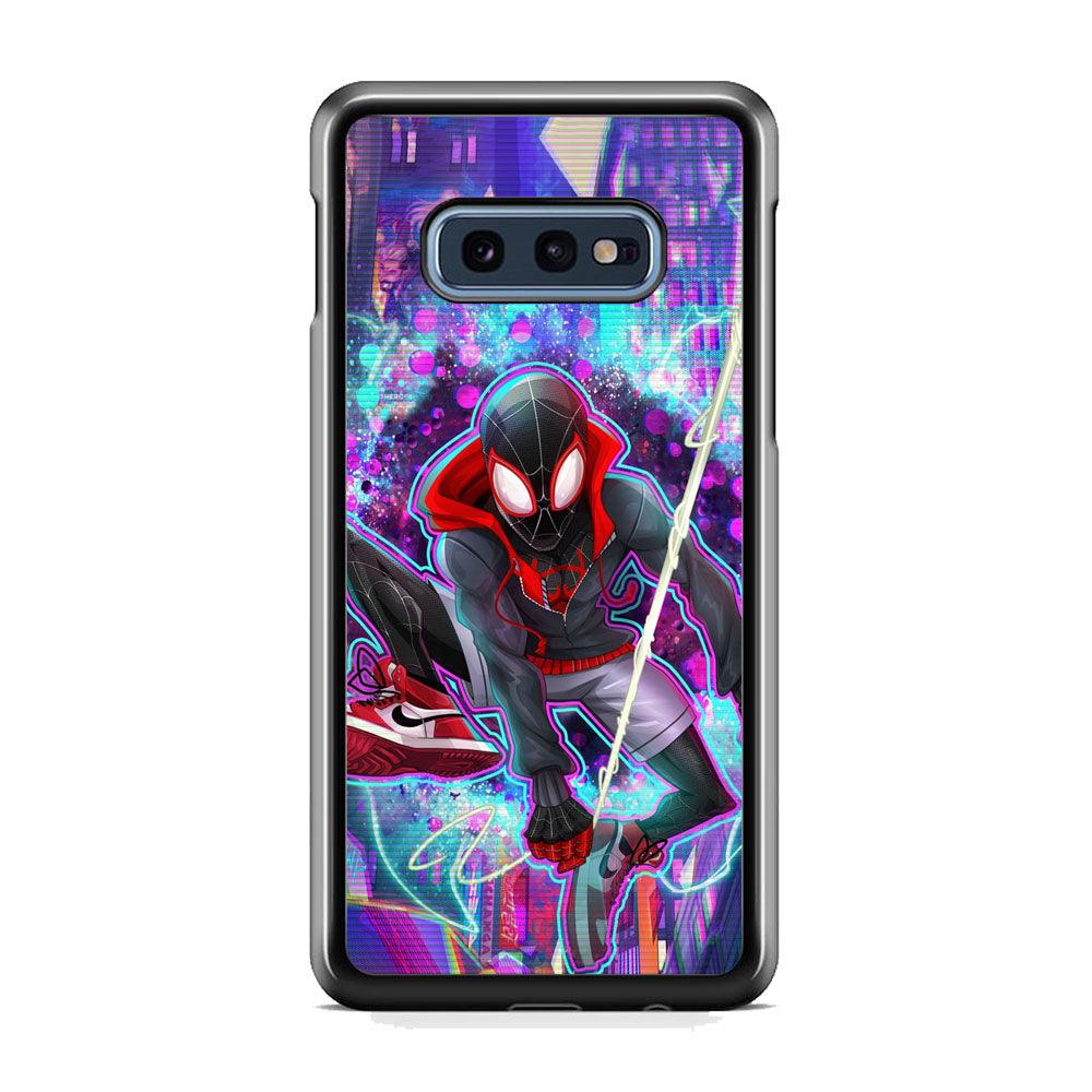 Spiderman in Spider Verse Samsung Galaxy S10E Case-Rubber Black (2D Case)-Oxvistore