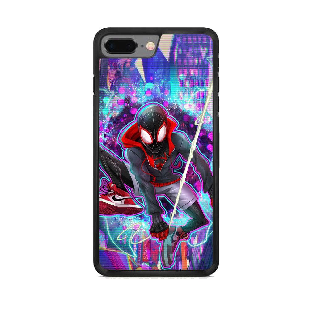 Spiderman in Spider Verse iPhone 7 Plus Case-Rubber Black (2D Case)-Oxvistore