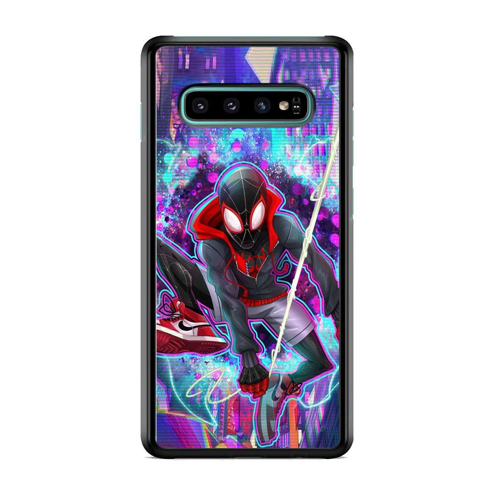 Spiderman in Spider Verse Samsung Galaxy S10 Case-Rubber Black (2D Case)-Oxvistore