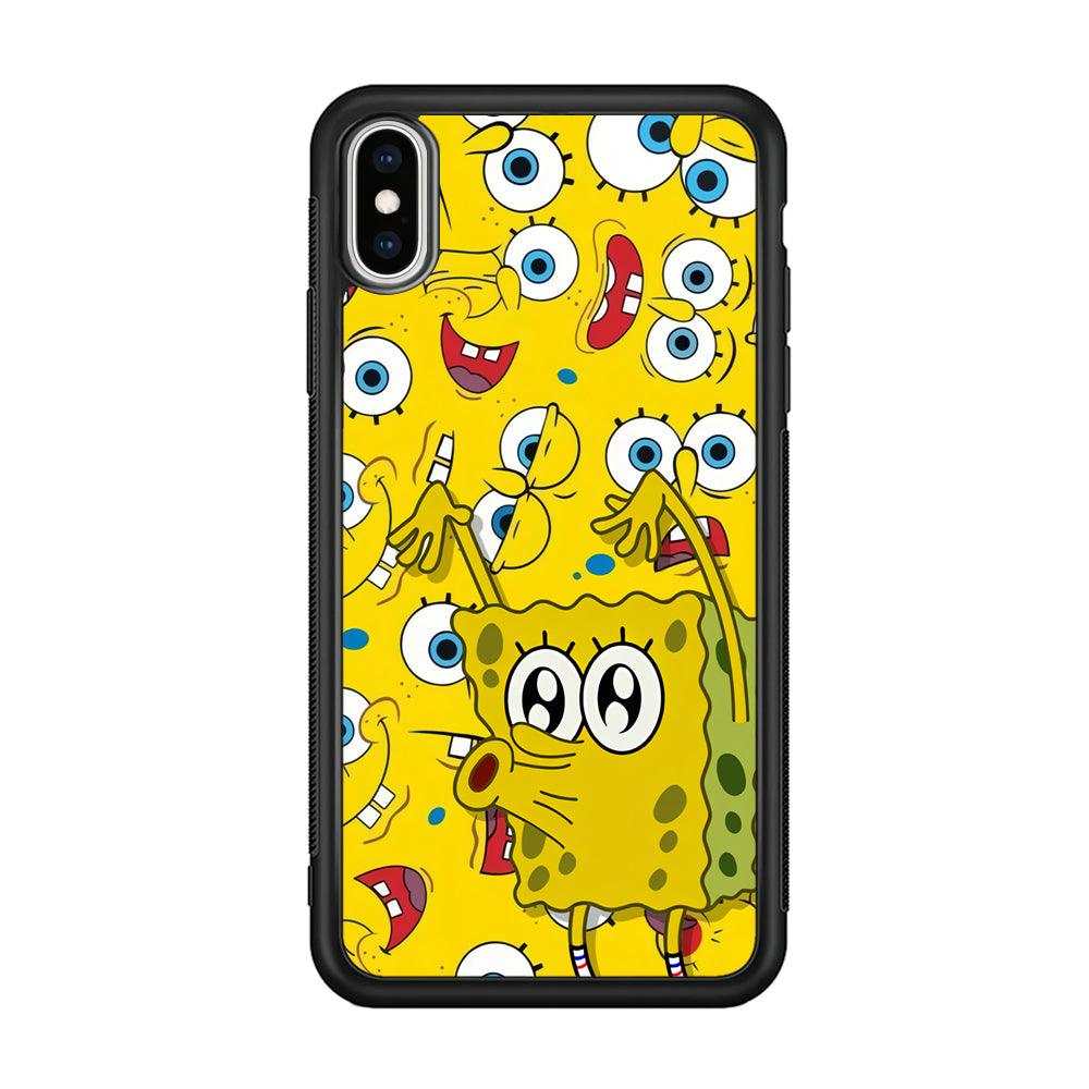 Spongebob Good Employee Ever iPhone Xs Max Case-Rubber Black (2D Case)-Oxvistore