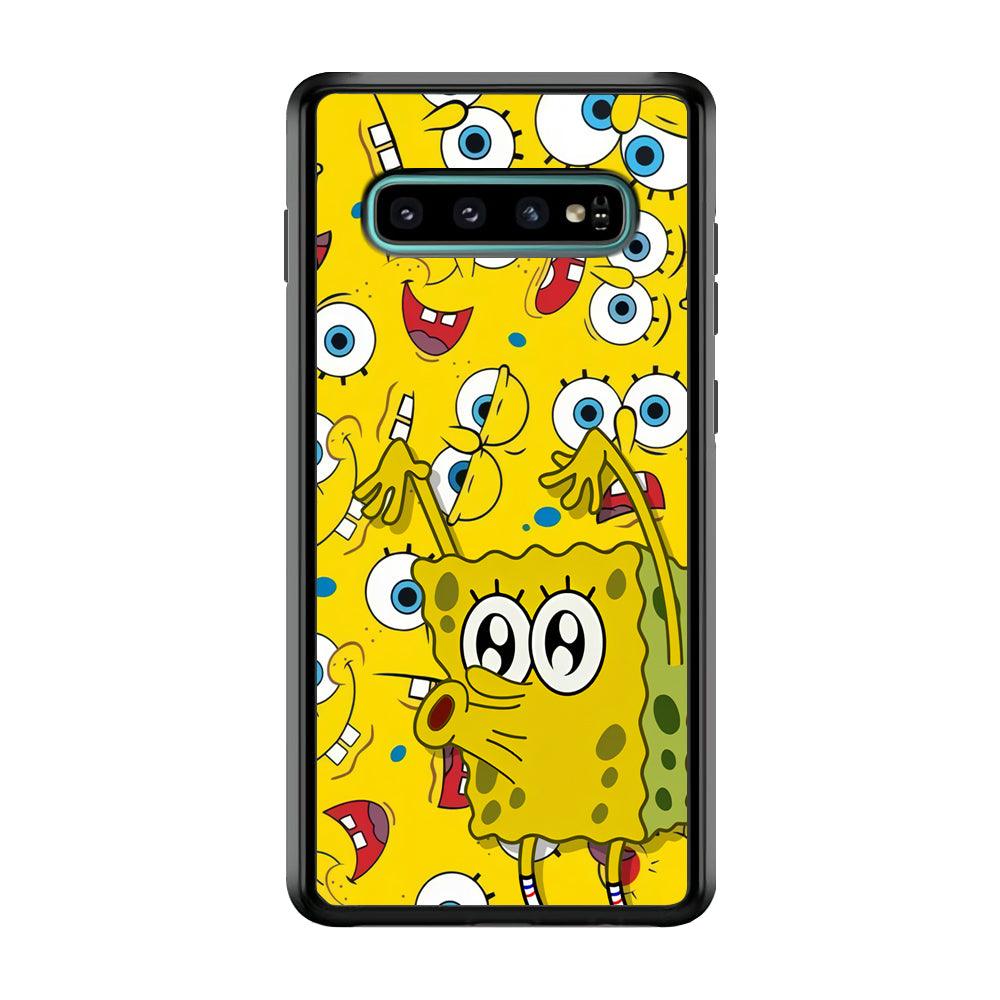 Spongebob Good Employee Ever Samsung Galaxy S10 Case-Rubber Black (2D Case)-Oxvistore