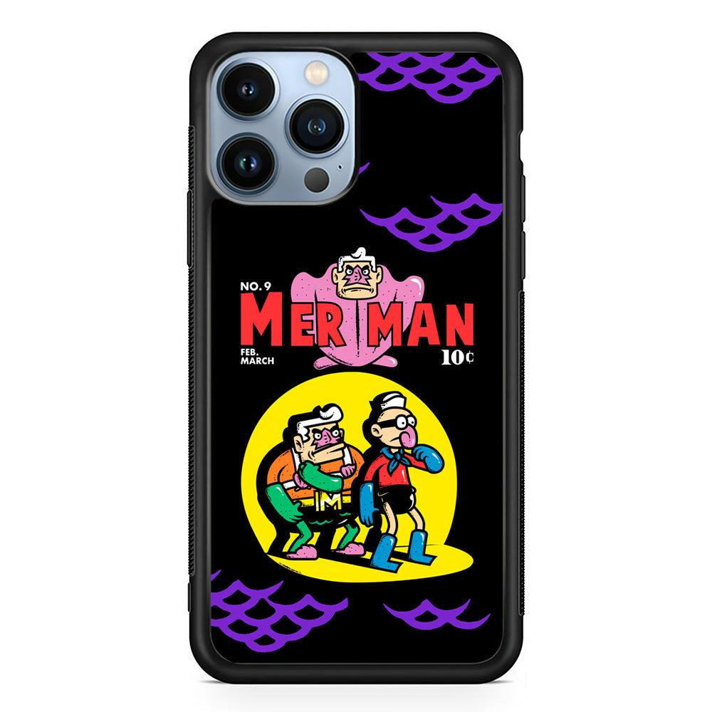 Spongebob Squarepants Mer Man Hero Show iPhone 14 Pro Max Case-Rubber Black (2D Case)-Oxvistore