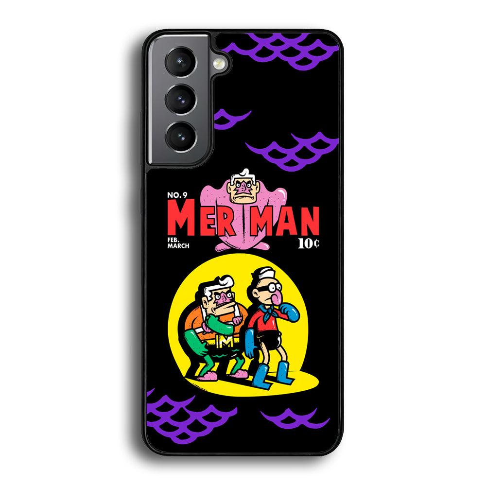 Spongebob Squarepants Mer Man Hero Show Samsung Galaxy S21 Case-Rubber Black (2D Case)-Oxvistore