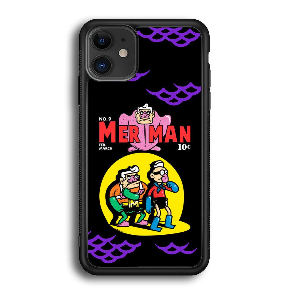 Spongebob Squarepants Mer Man Hero Show iPhone 12 Case-Rubber Black (2D Case)-Oxvistore