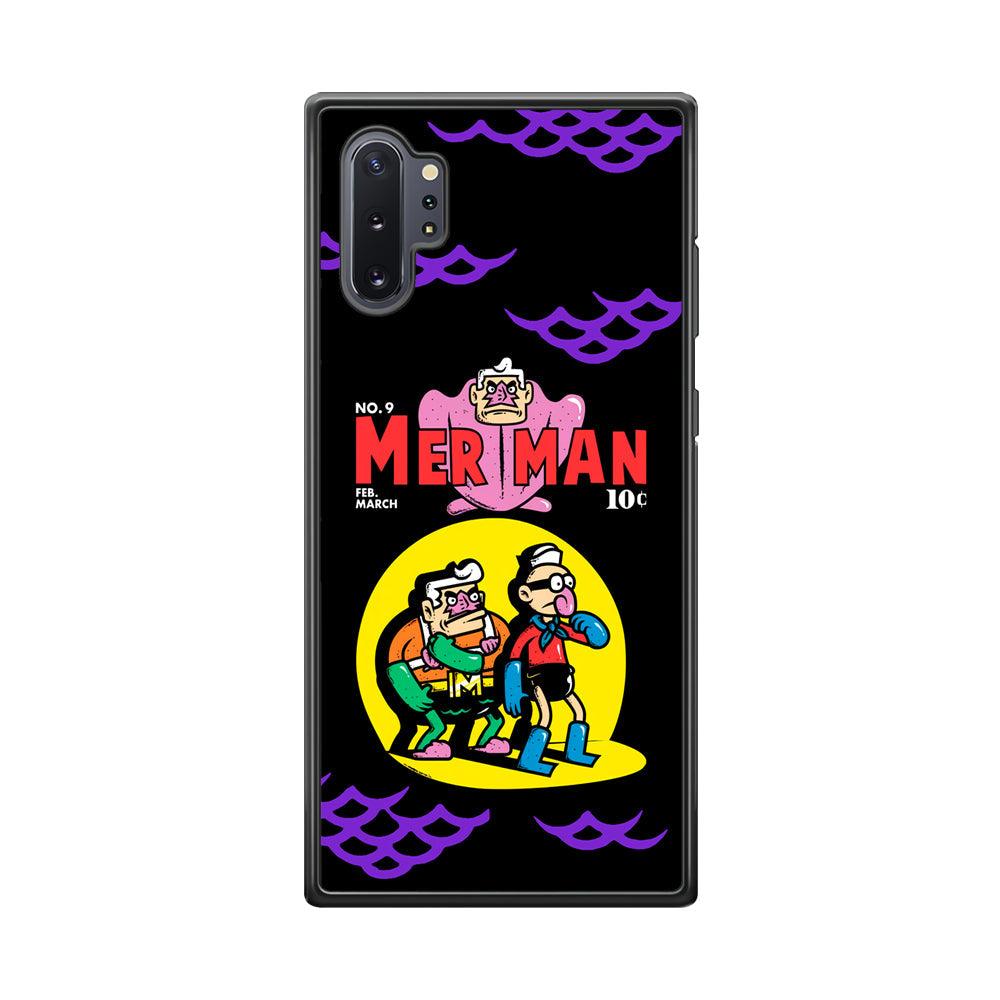 Spongebob Squarepants Mer Man Hero Show Samsung Galaxy Note 10 Plus Case-Rubber Black (2D Case)-Oxvistore