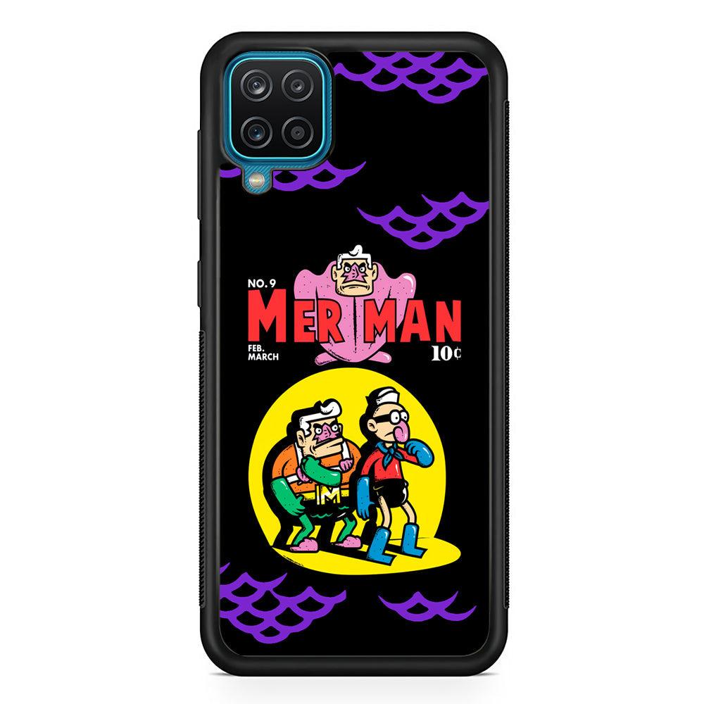 Spongebob Squarepants Mer Man Hero Show Samsung Galaxy A12 Case-Rubber Black (2D Case)-Oxvistore