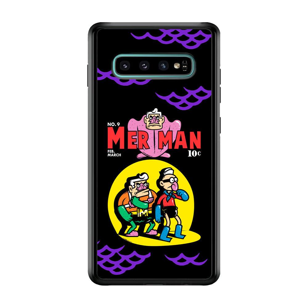 Spongebob Squarepants Mer Man Hero Show Samsung Galaxy S10 Case-Rubber Black (2D Case)-Oxvistore
