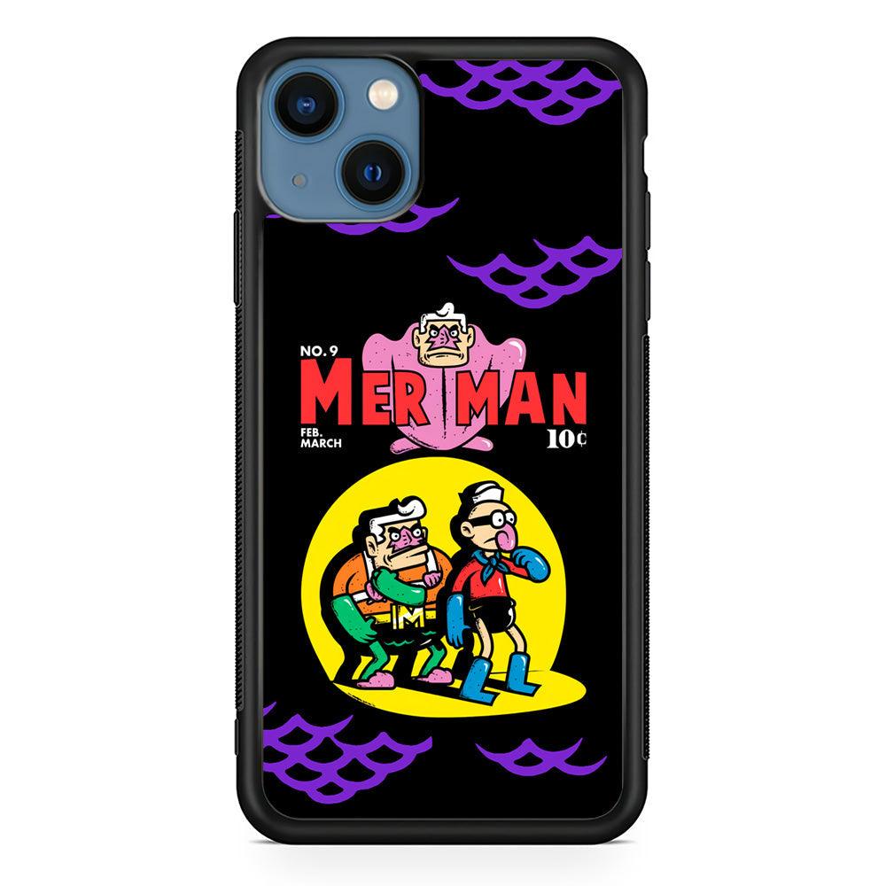 Spongebob Squarepants Mer Man Hero Show iPhone 13 Case-Rubber Black (2D Case)-Oxvistore