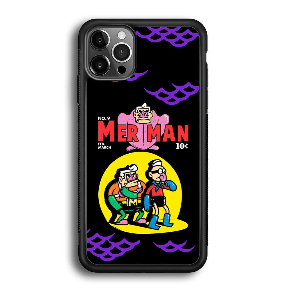 Spongebob Squarepants Mer Man Hero Show iPhone 12 Pro Case-Rubber Black (2D Case)-Oxvistore