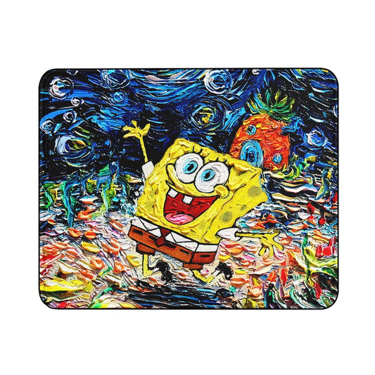Spongebob Starry Night Painting Mouse Pads | Custom Mouse Pad with Non-Slip Rubber Base