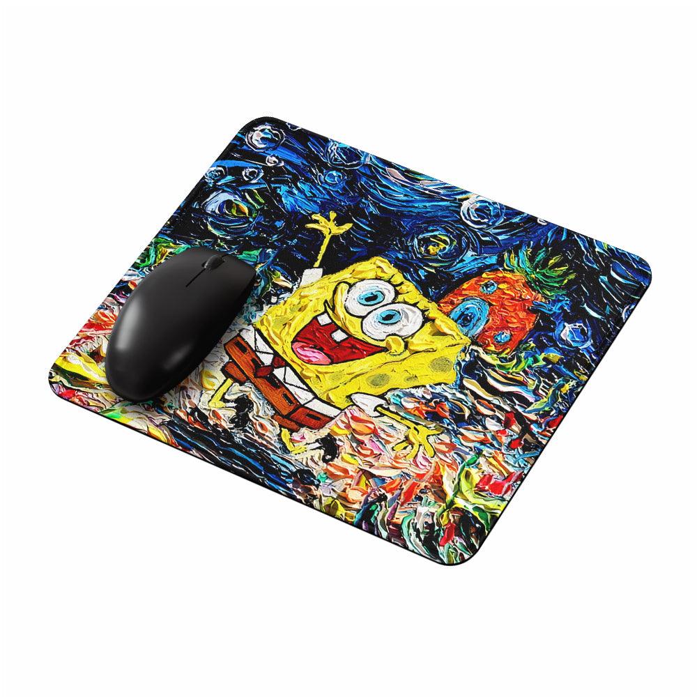 Spongebob Starry Night Painting Mouse Pads-Oxvistore