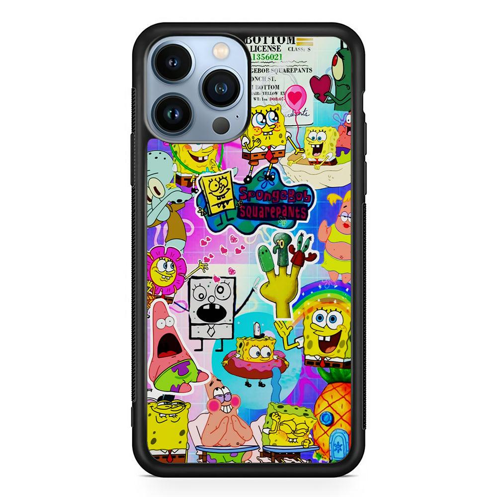 Spongebob and Friends Aesthetic 2D Rubber Phone Case-Black-Oxvistore