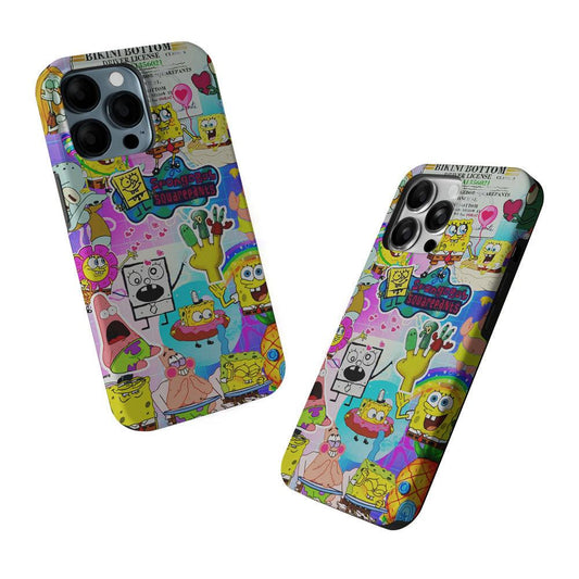 Spongebob and Friends Aesthetic 2 in 1 Tough Phone Case-Oxvistore