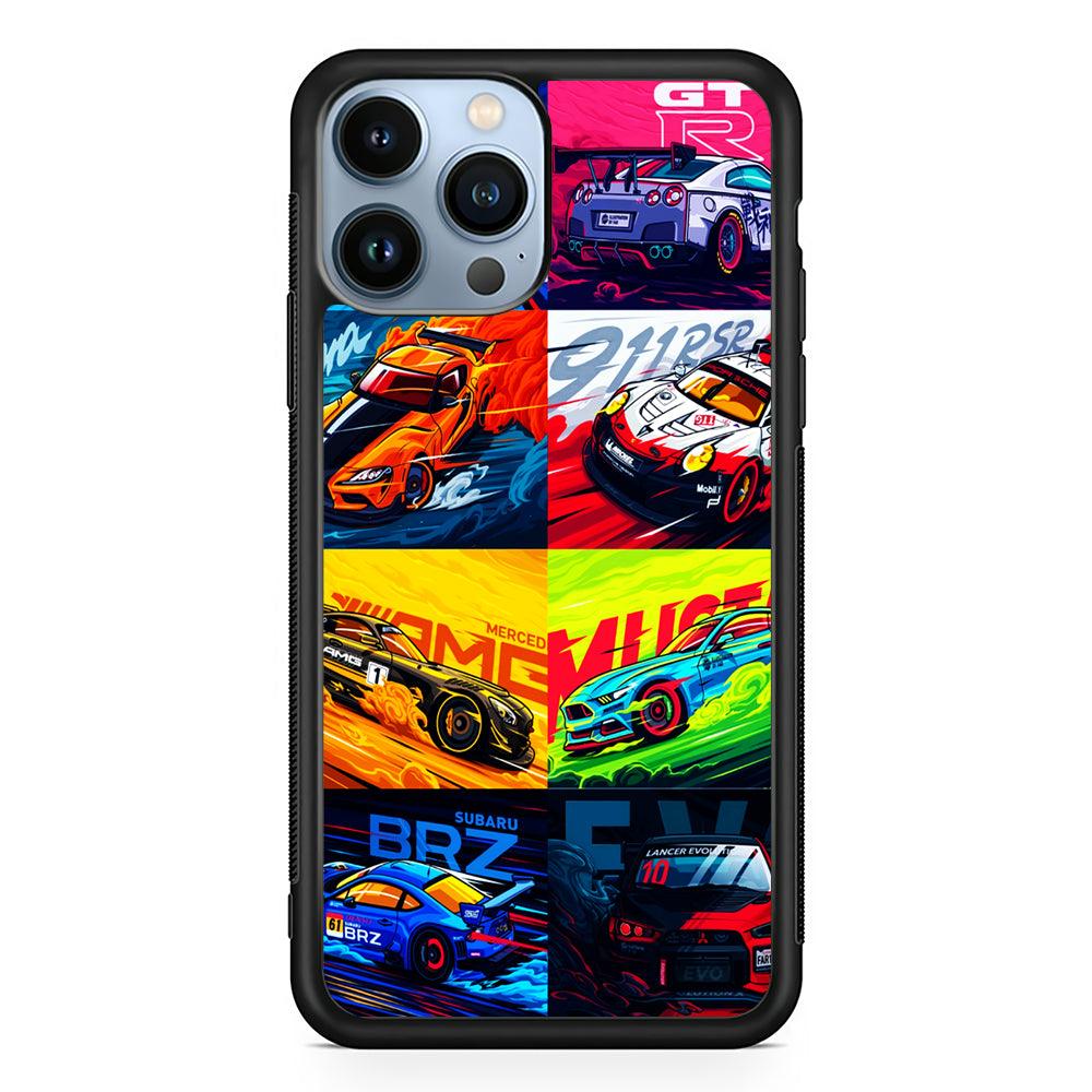 Sports Car Collection Art 2D Rubber Phone Case-Black-Oxvistore