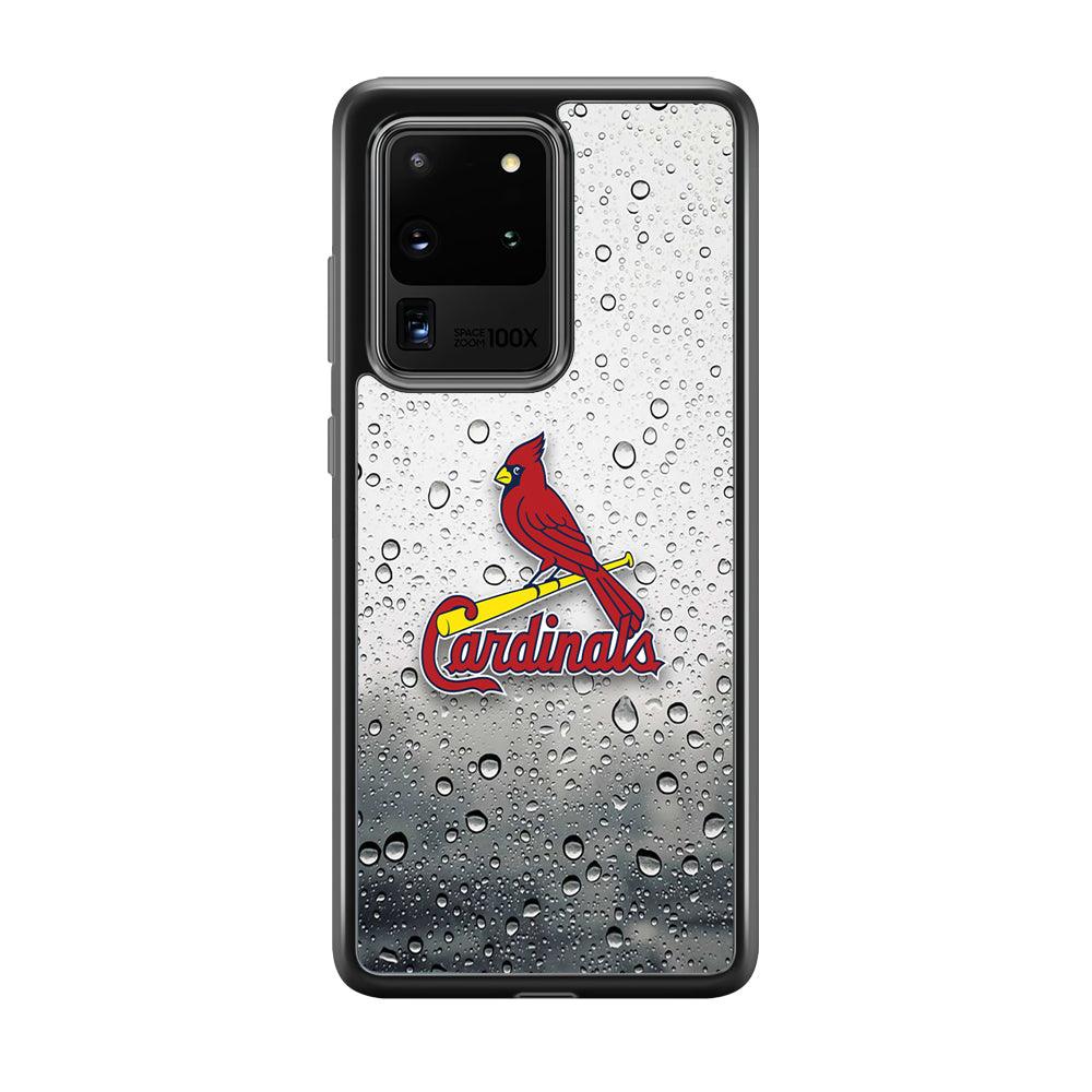 St Louis Cardinals Sticker on Rainy Day Samsung Galaxy S20 Ultra Case-Rubber Black (2D Case)-Oxvistore
