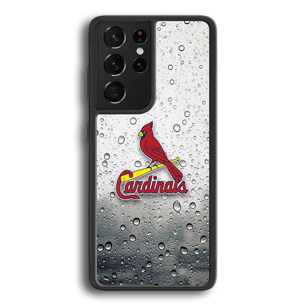 St Louis Cardinals Sticker on Rainy Day Samsung Galaxy S22 Ultra Case-Rubber Black (2D Case)-Oxvistore