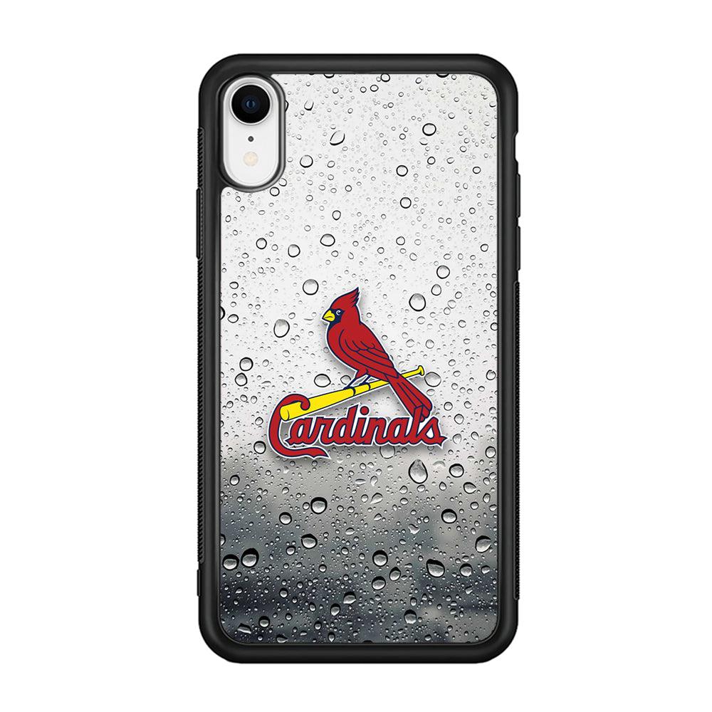 St Louis Cardinals Sticker on Rainy Day iPhone XR Case-Rubber Black (2D Case)-Oxvistore