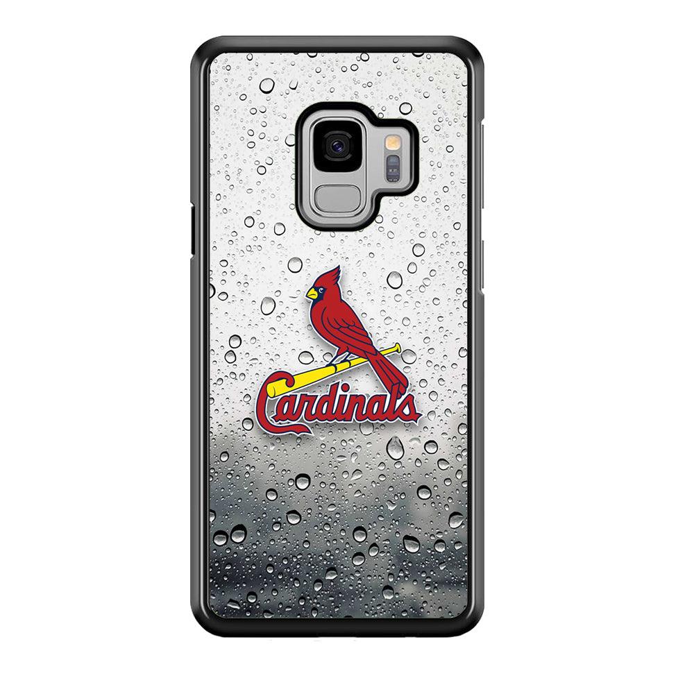 St Louis Cardinals Sticker on Rainy Day Samsung Galaxy S9 Case-Rubber Black (2D Case)-Oxvistore