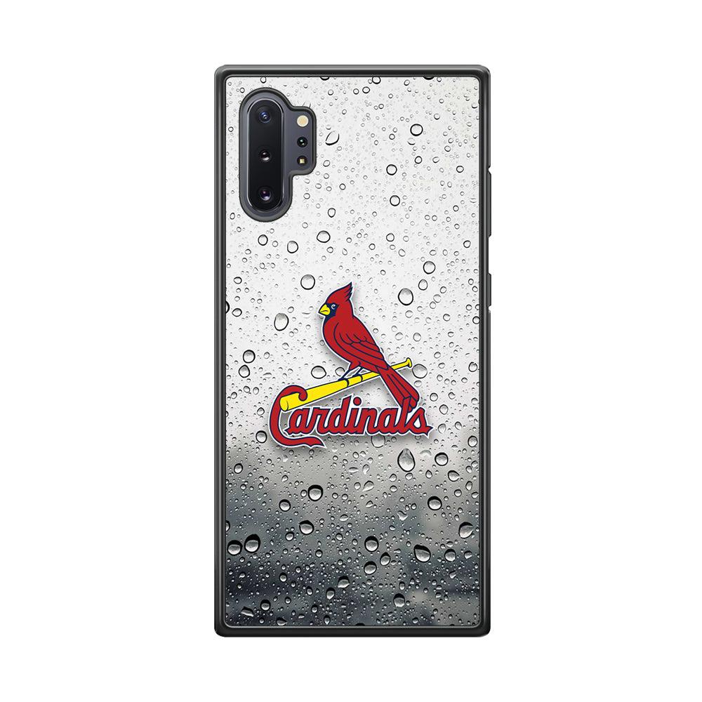 St Louis Cardinals Sticker on Rainy Day Samsung Galaxy Note 10 Plus Case-Rubber Black (2D Case)-Oxvistore