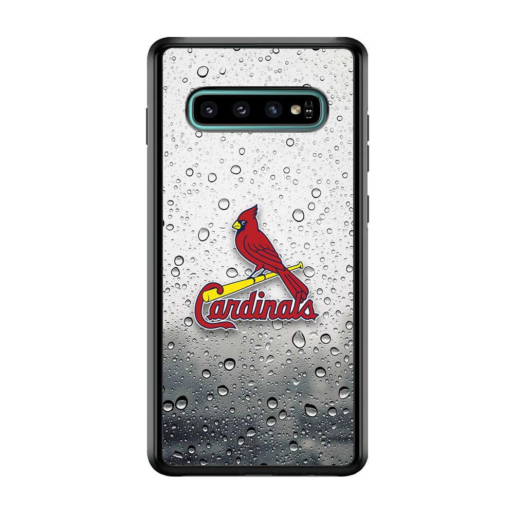 St Louis Cardinals Sticker on Rainy Day Samsung Galaxy S10 Plus Case-Rubber Black (2D Case)-Oxvistore