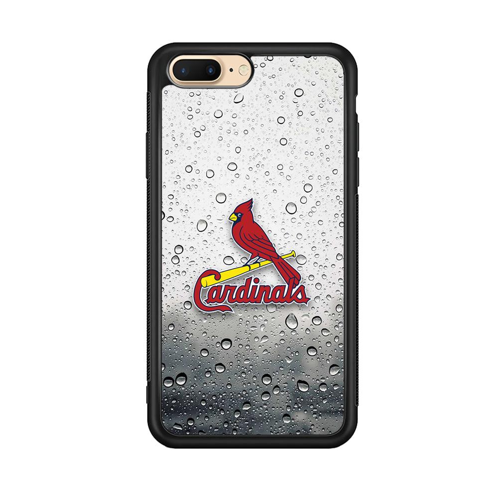 St Louis Cardinals Sticker on Rainy Day iPhone 8 Plus Case-Rubber Black (2D Case)-Oxvistore